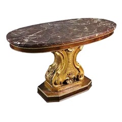 19th Century French Giltwood Occasional Table with Rouge Marble Top