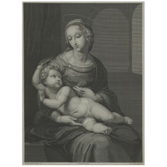 Madonna mit Child - Stippstich von Nargeot nach Raphael, 1878