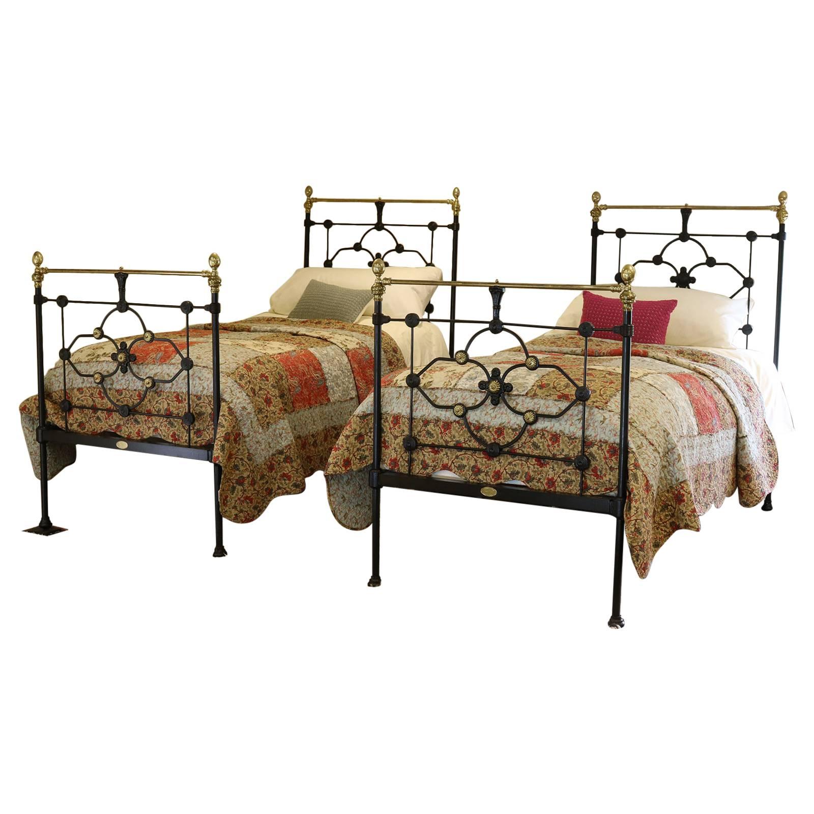 Matching Pair of Cast Iron Single Beds