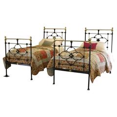 Antique Matching Pair of Cast Iron Single Beds