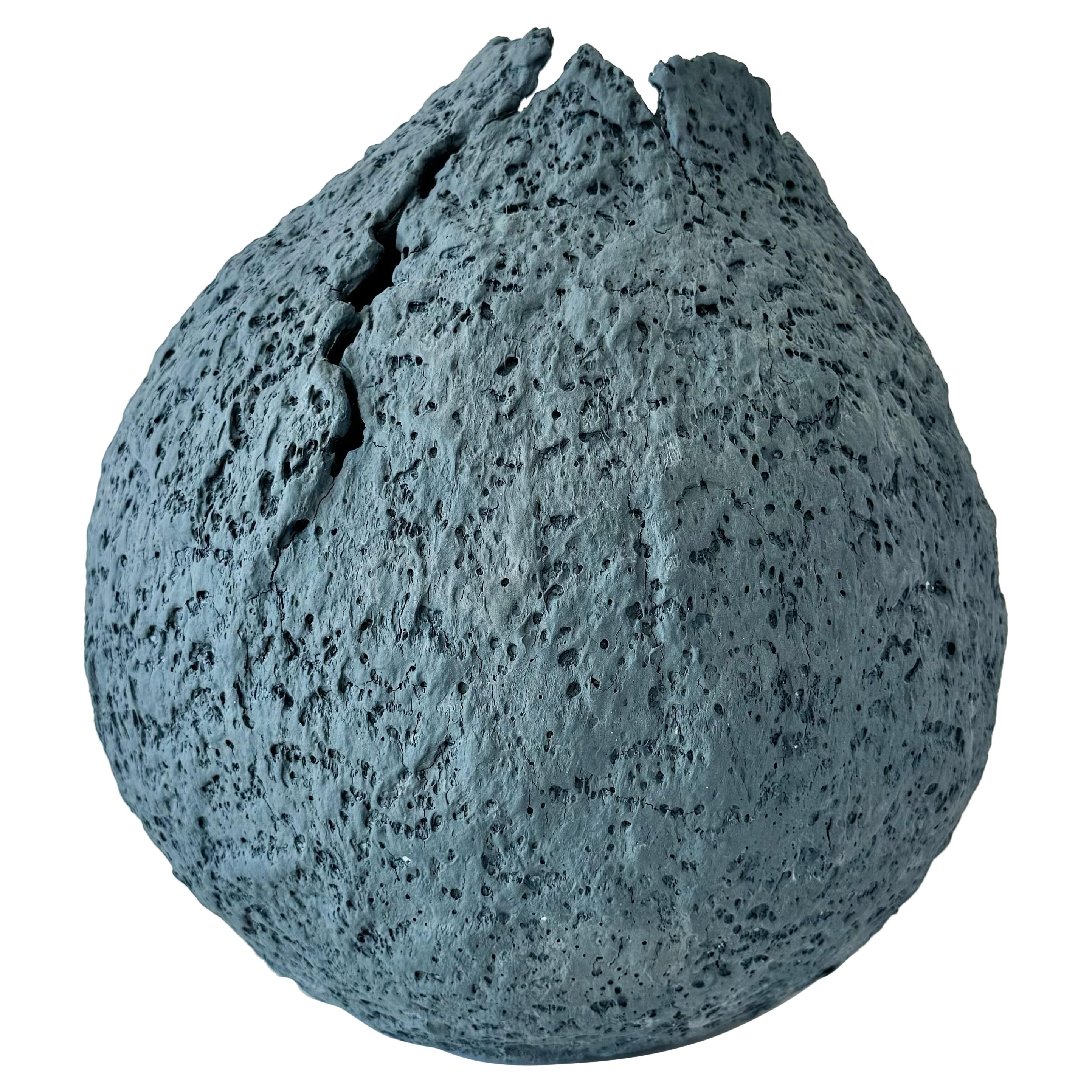 Textured Blue Porcelain Moon Vessel. "On Becoming #5: Annabelle" For Sale