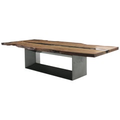 Table Cuadra with Walnut Top and Acrylic Glass on Irondust Anthracite Grey Base