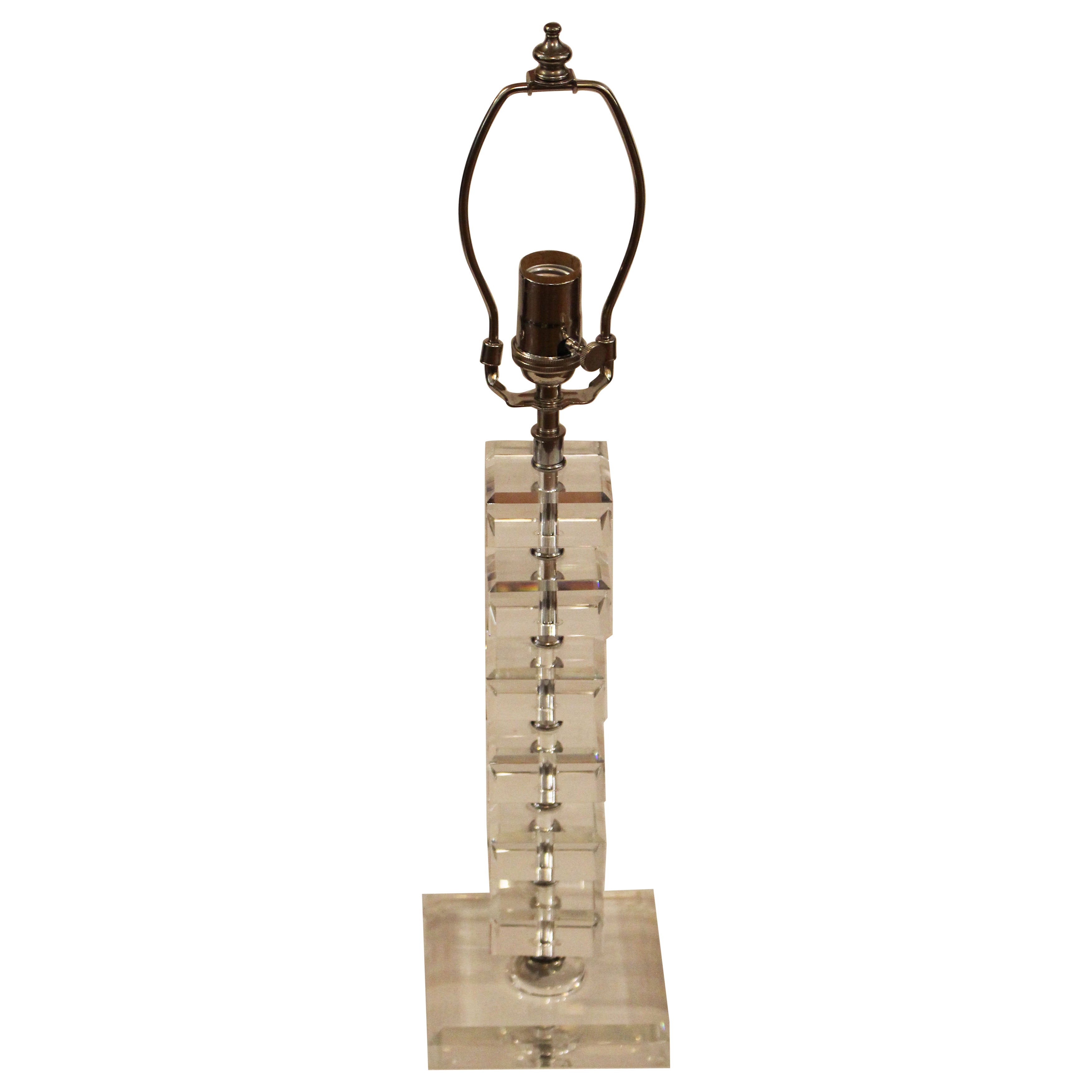 Circa 1970s English Crystal Block Table Lamp