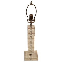 Circa 1970s English Crystal Block Table Lamp
