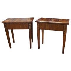 Antique 19th Century Italian Walnut Bedside Tables Pair