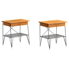 Design svedese, Comodini, Teak, Ottone, Metallo, Svezia, anni '50