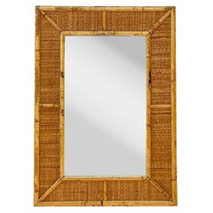Miroir vintage en rotin tressé
