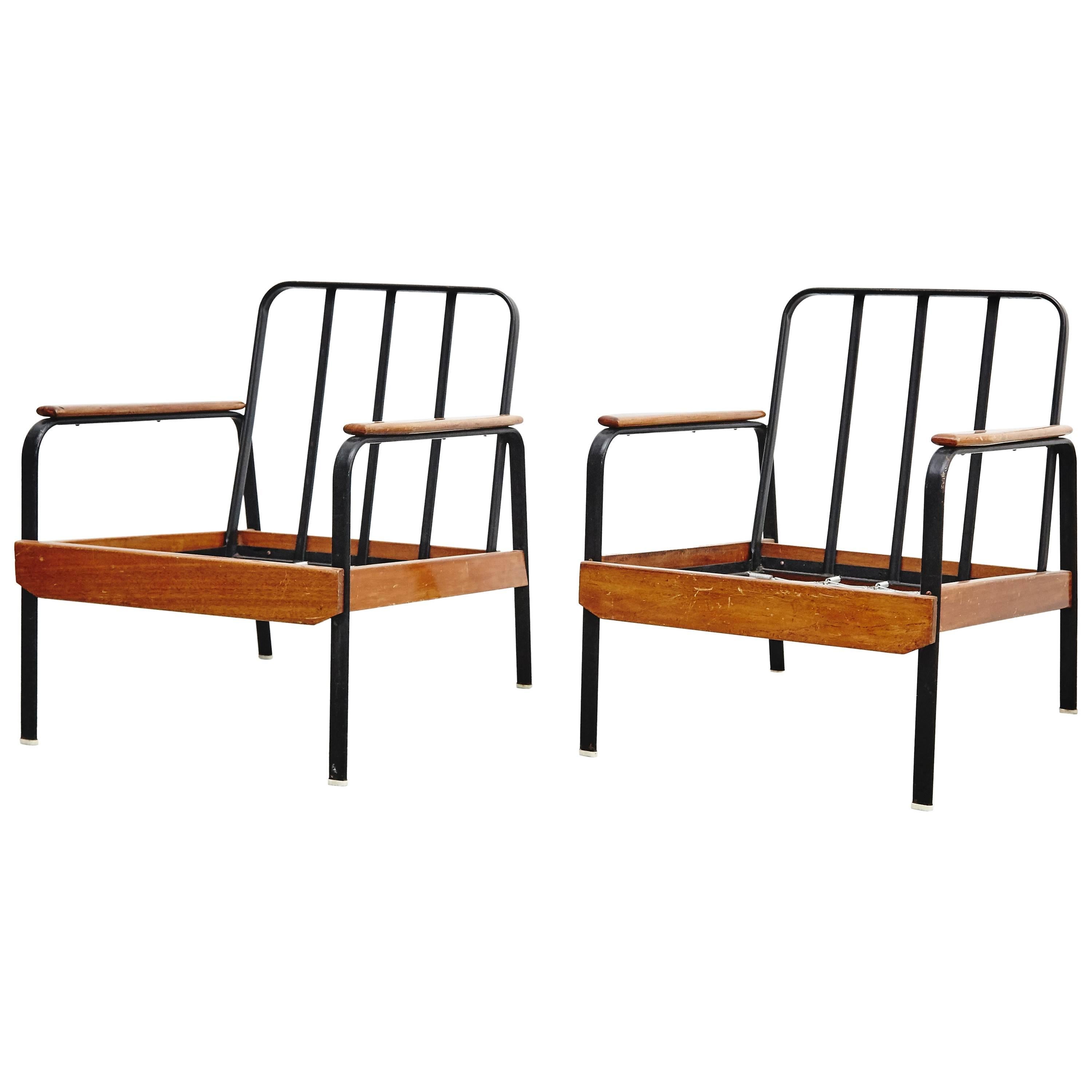 Pair of French Easy Chairs after Jean Prouve