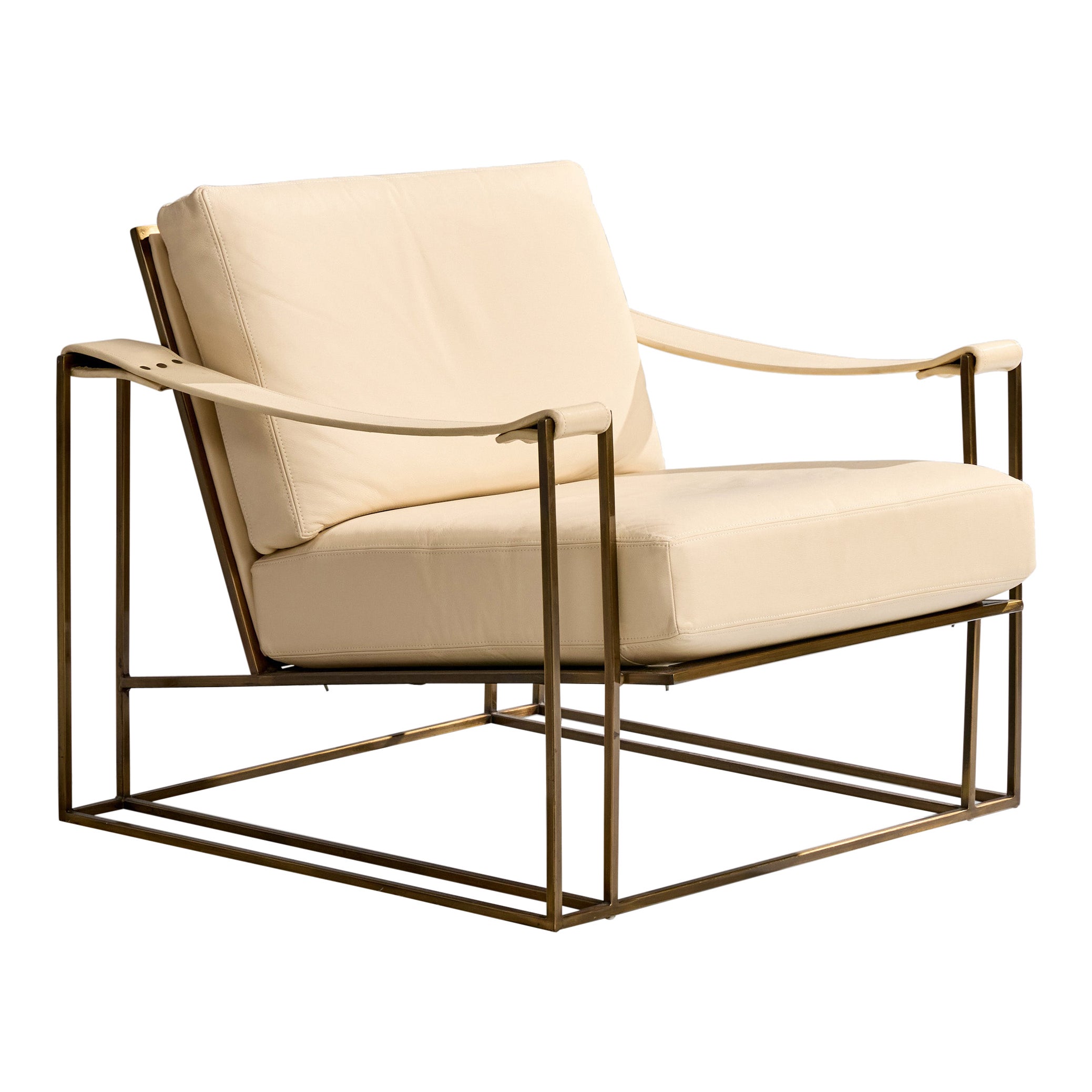 Milo Baughman, Sedia da salotto, pelle, acciaio, USA, 1972