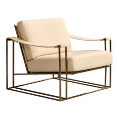 Milo Baughman, Sedia da salotto, pelle, acciaio, USA, 1972