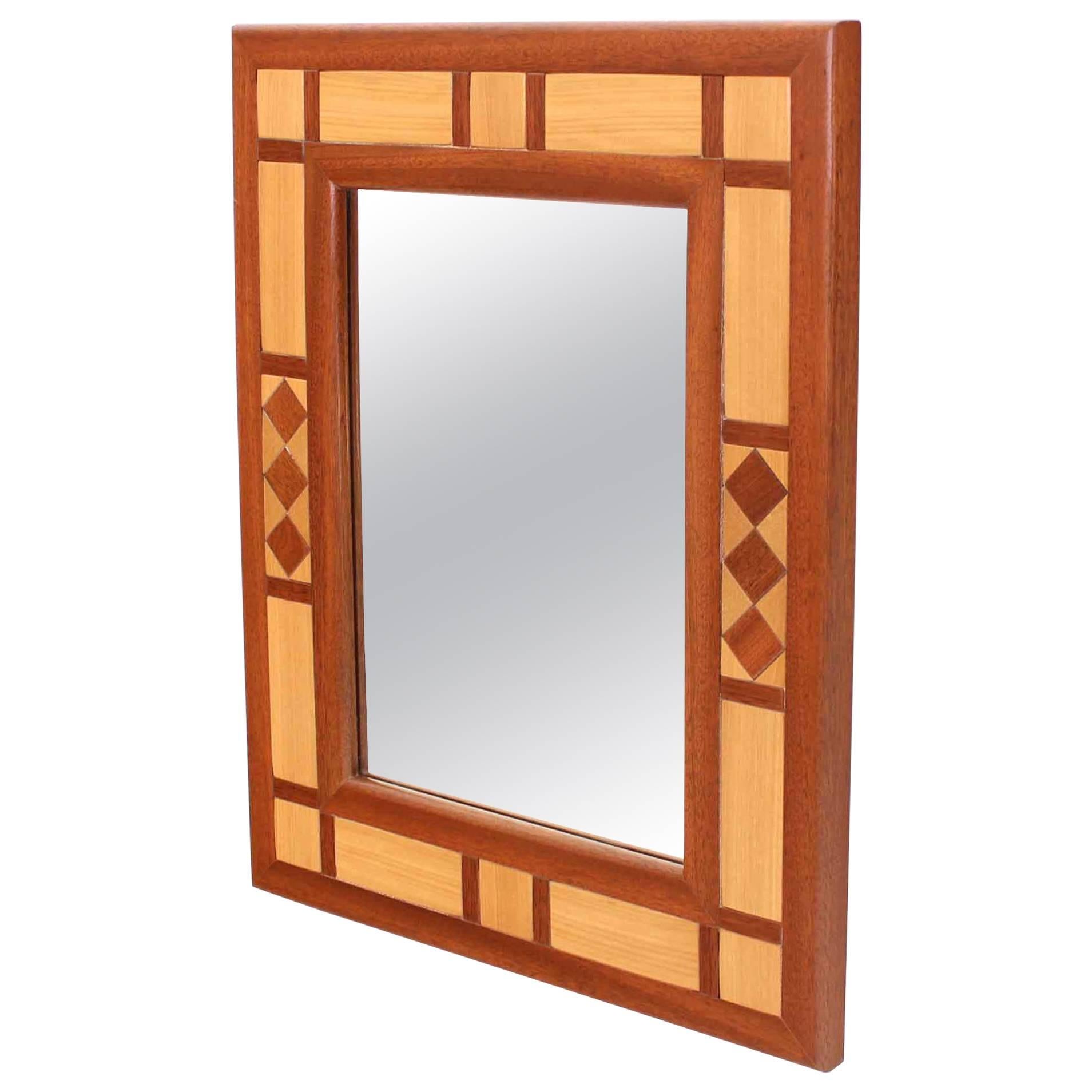 Mid-Century Modern Two-Tone Teak Mirror