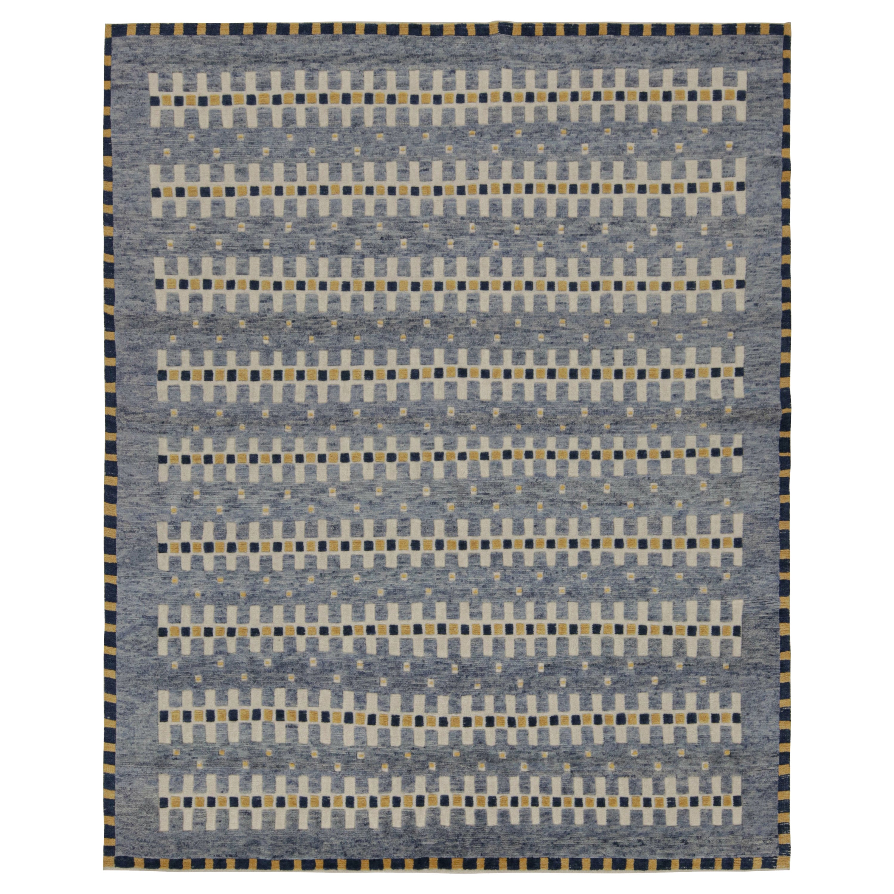 Tapis de style scandinave bleu à motifs géométriques de Rug & Kilim