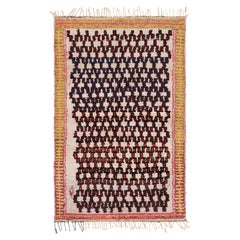 Vintage Moroccan Rug in Red and Cream with Geometric Patterns - Rug & Kilim