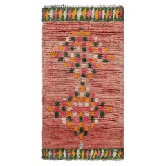 Vintage Moroccan Runner Rug in Pink with Colorful Medallions - Rug & Kilim