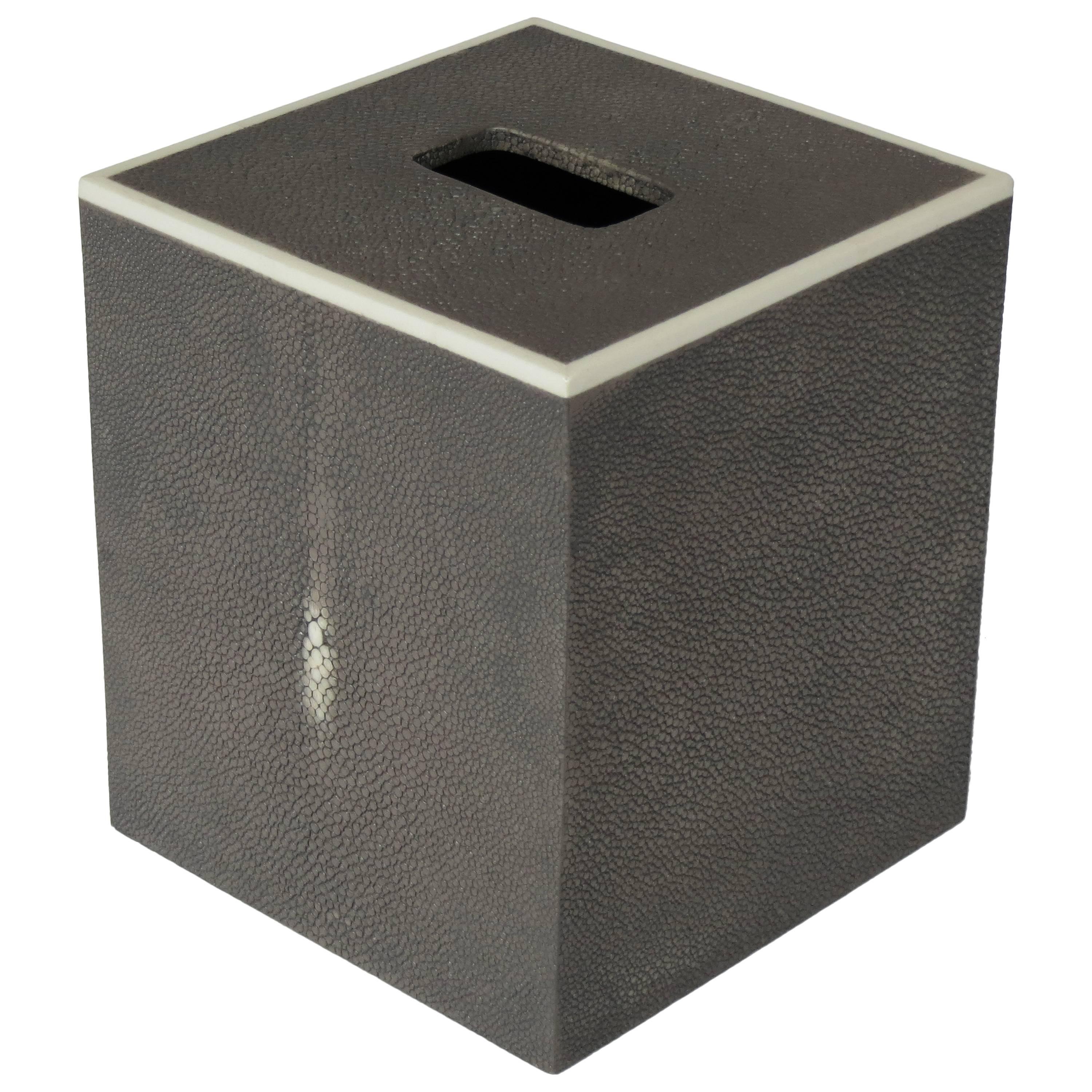 Gray Natural Shagreen Tissue Box  For Sale