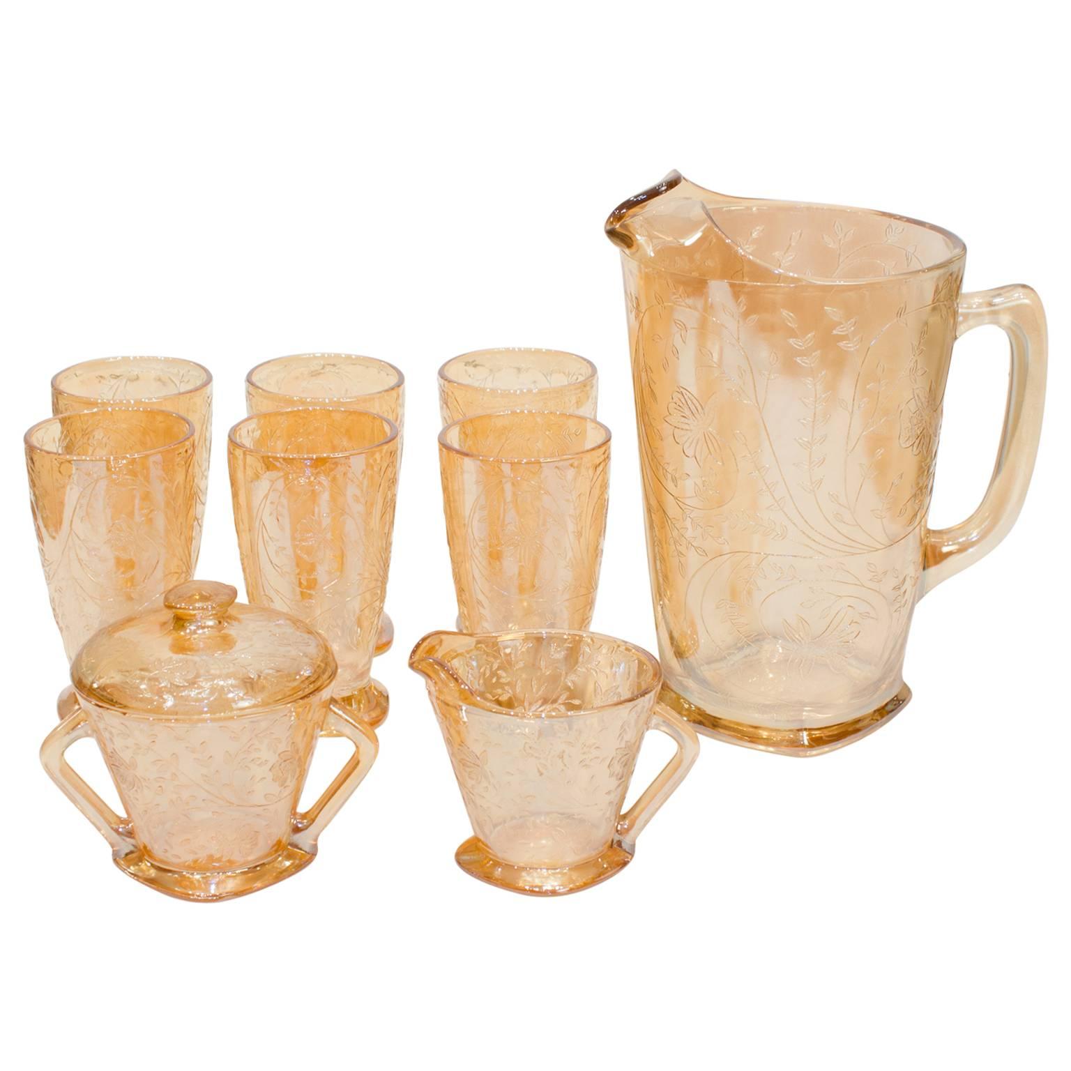 1950s Pitcher and Glass Set For Sale