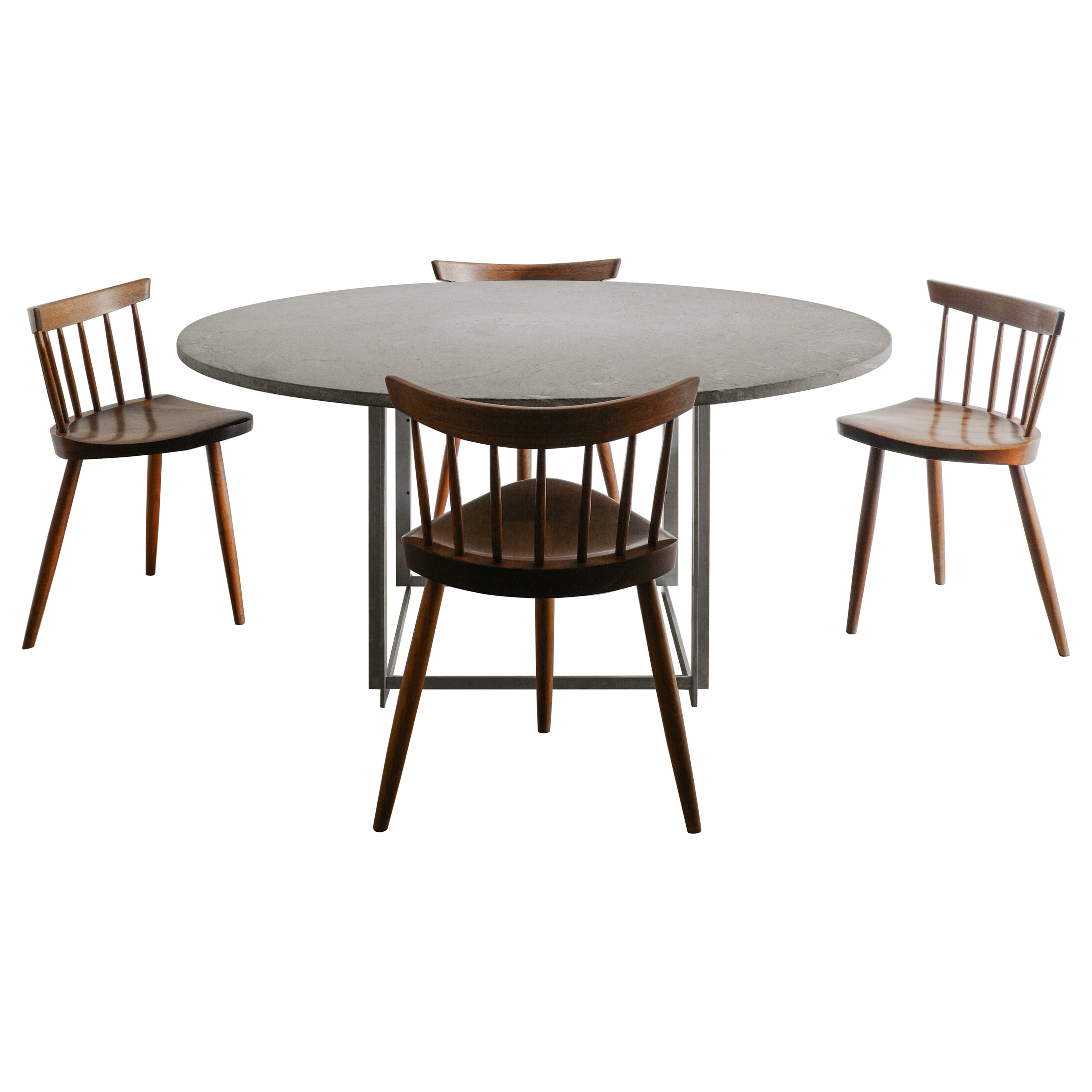 Poul Kjaerholm PK54 & Mira Nakashina Dining Table & Wooden Chairs Set, 1960s For Sale