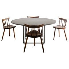 Poul Kjaerholm PK54 & Mira Nakashina Dining Table & Wooden Chairs Set, 1960s
