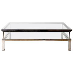 Vintage Sliding Glass Top Coffee Table Attributed to Maison Jansen