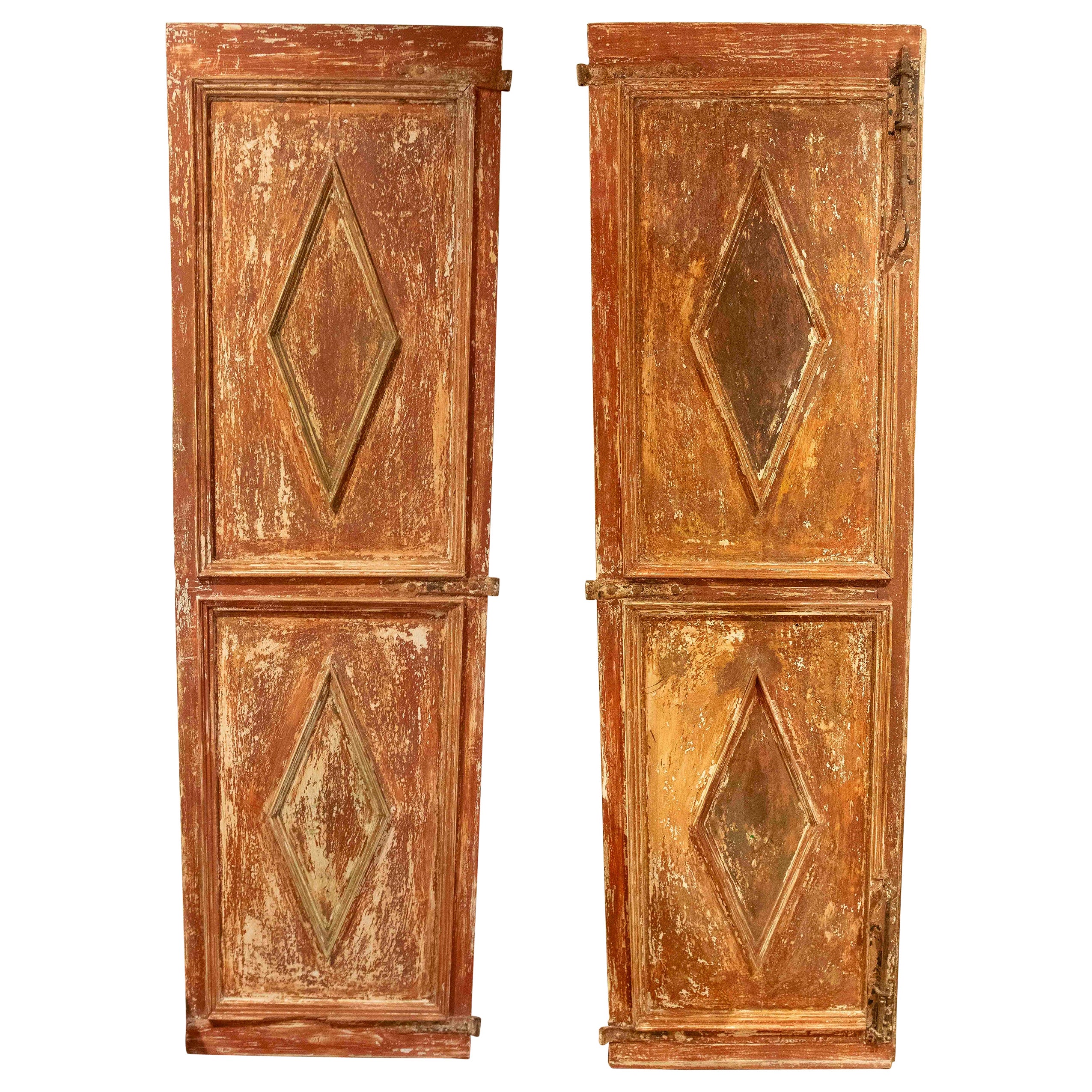 18th Pair of Antique Doors with Diamond Motif and Original Patina For Sale