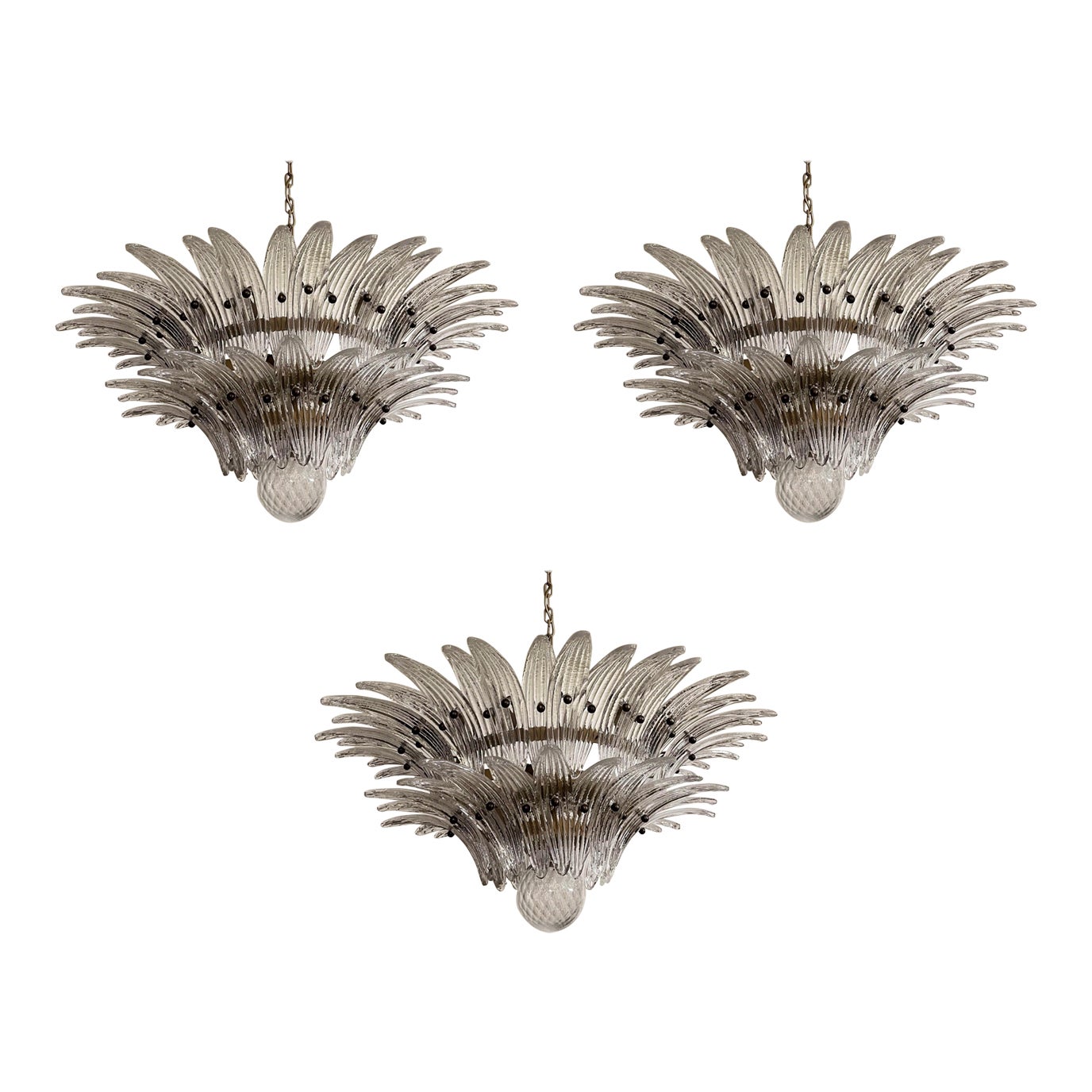Set of 3 Classic Murano Chandeliers Palma 2-tier For Sale