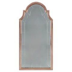 Miroir d'embarcadère en verre rose Art Deco du 20e siècle