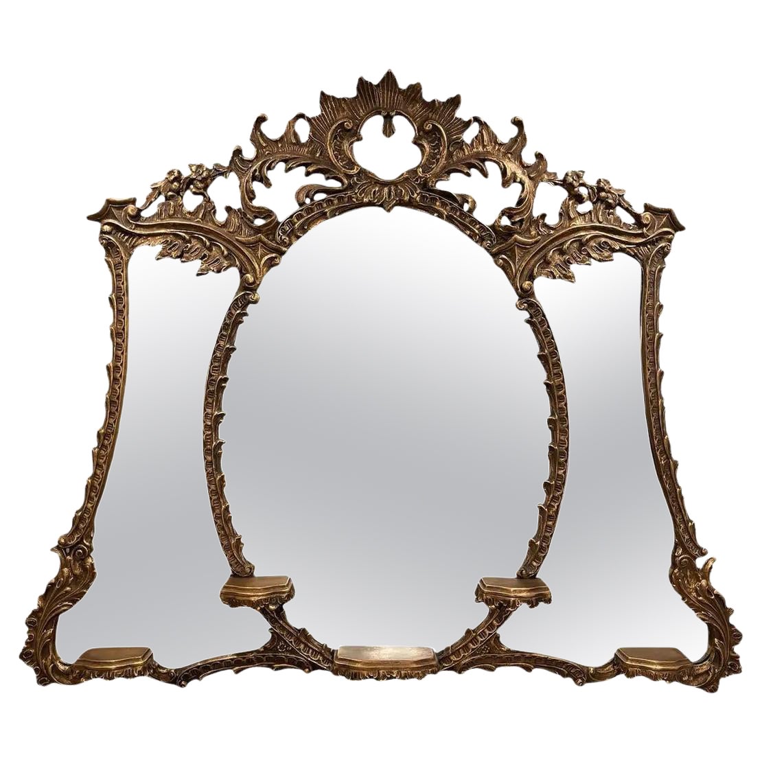 Vintage Louis XV Style Giltwood Carved Mirror by Friedman Brothers