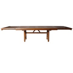 Mid-Century Modern Extension Dining Table attributed to Guillerme et Chambron