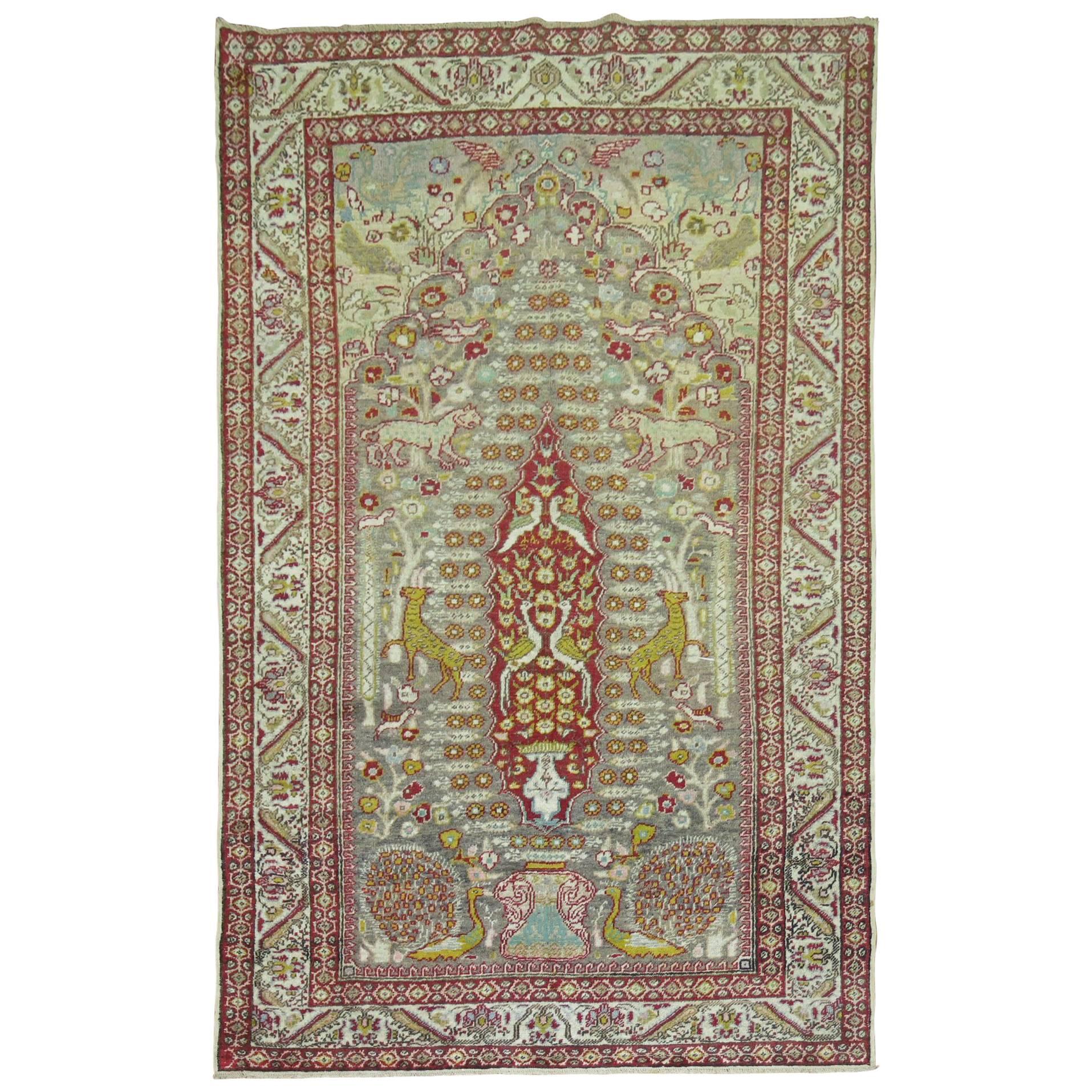 Zabihi Collection Animal Motif Turkish Pictorial Rug