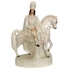 Figura di cavallo e cavaliere dello Staffordshire, Inghilterra, 1850 ca.