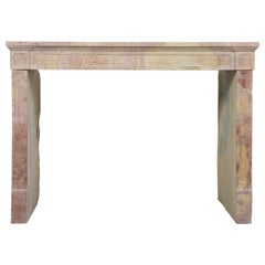 Budget-Friendly Louis XVI Paneled Fireplace in Rare Multicolored French Limeston