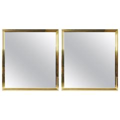 Pair of Mid-Century Modern Brass Mirrors