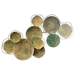 Decorative Hammered Bronze Wall Sculpture 1970s