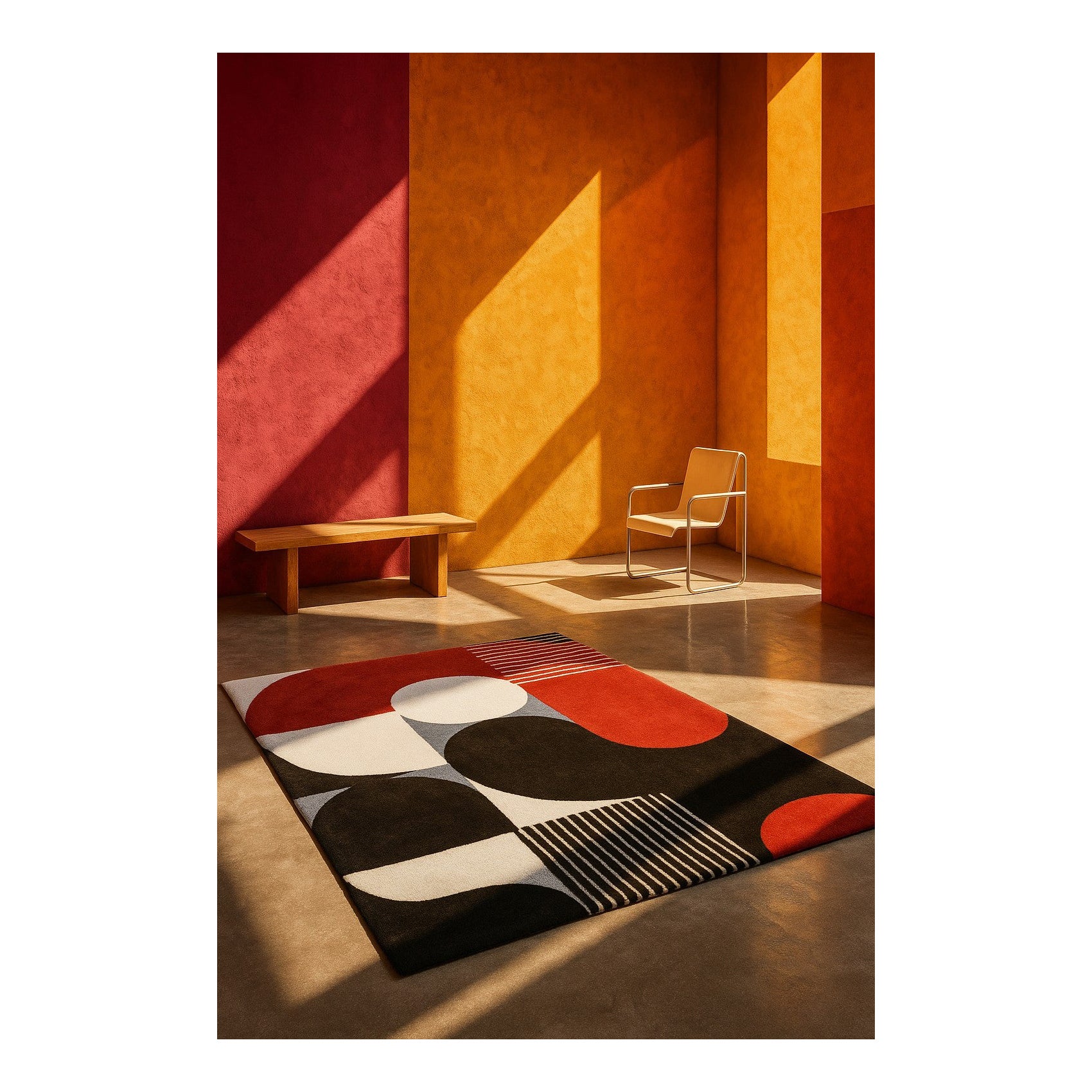 Tappeto moderno di ispirazione Bauhaus con disegno geometrico nome Weimar 1919.04