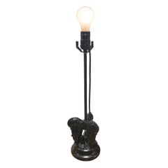 Lampe à poser du milieu du siècle en céramique noire à tête de cygne