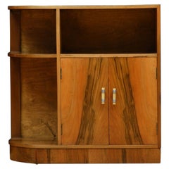 Low Art Deco Figured Walnut Cabinet / TV Stand