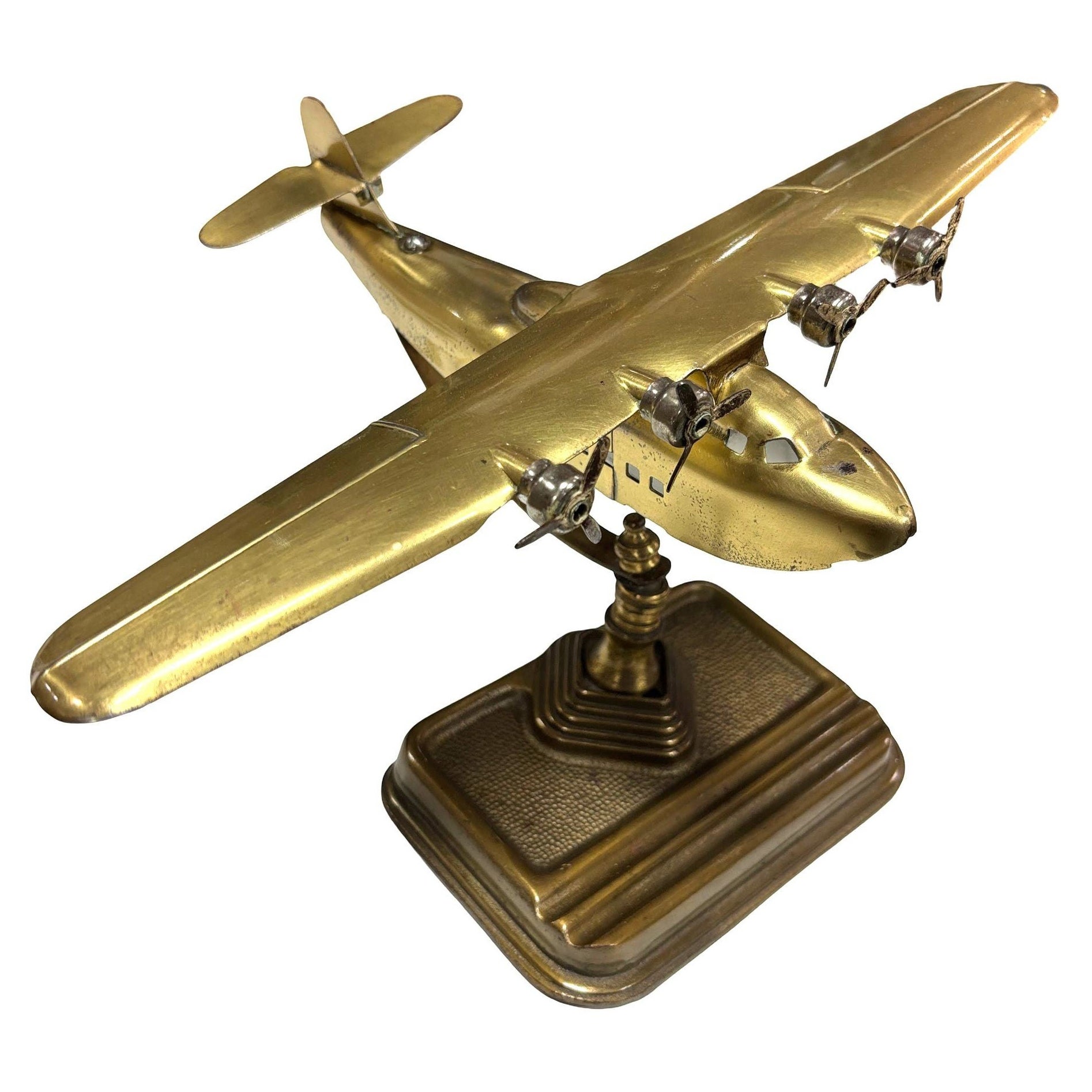 Art Deco Brass Plane Table Lamp For Sale