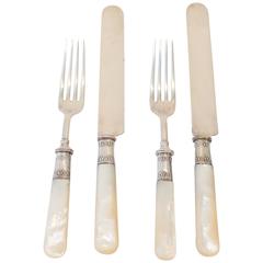 Landers Frary & Clark Mother-of-Pearl Silver Serving Set for Six