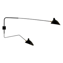 ¡Serge Mouille - Aplique Giratorio Negro con 2 Brazos (1 Curvo) - EN STOCK!