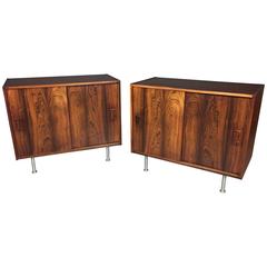 Rosewood Cabinets with Steel Legs, Denmark, 1960s