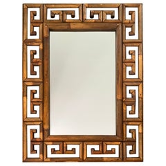 Greek Key Rattan Mirror