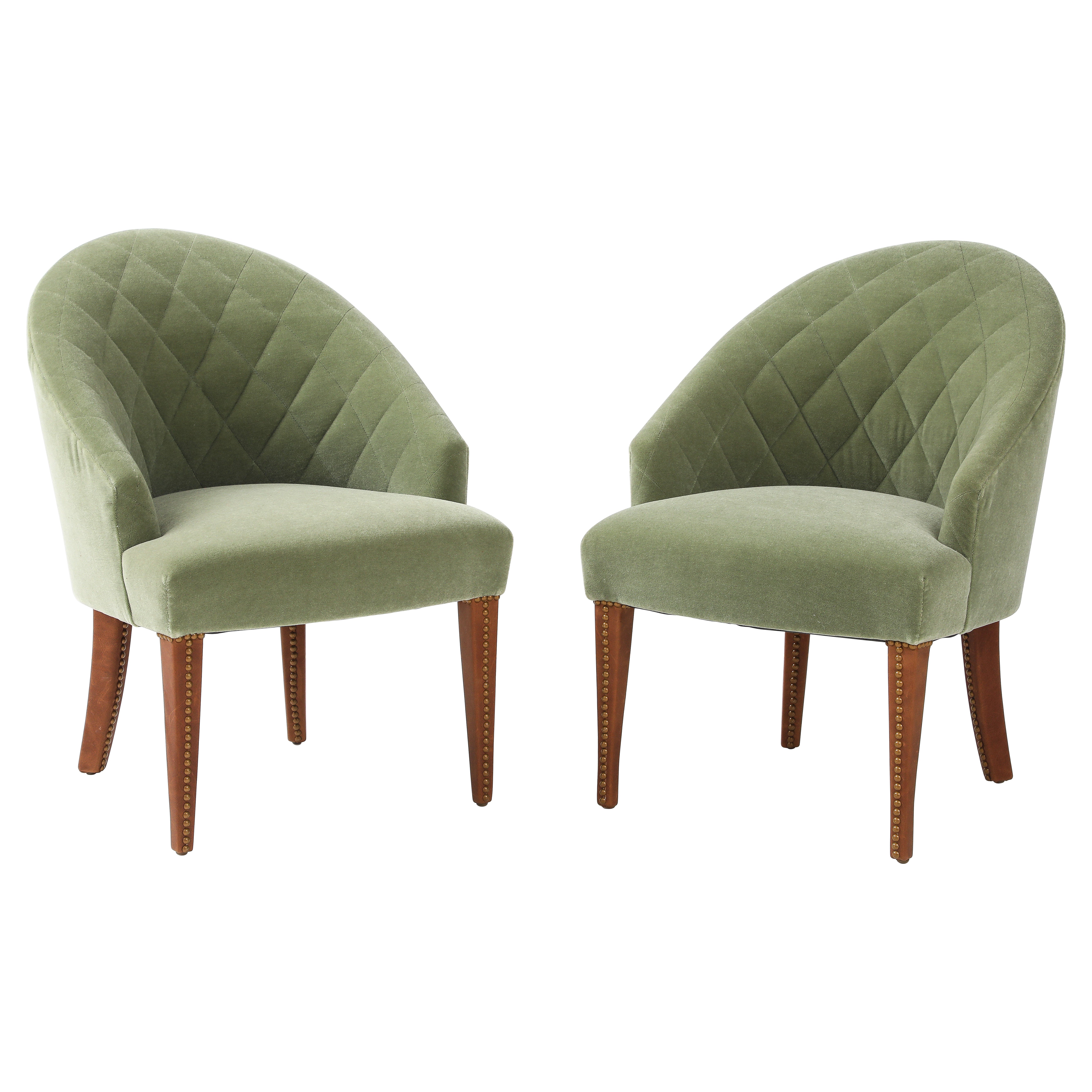 Tommi Parzinger Pistazien-Mohair-Clubstühle im Angebot