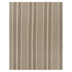 Übergroßer Vintage Kilim in Beige-Braun und Creme Geometrische Streifen - Rug & Kilim
