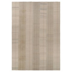 Übergroßer Vintage Kilim in Beige-Braun und Creme Geometrische Streifen - Rug & Kilim