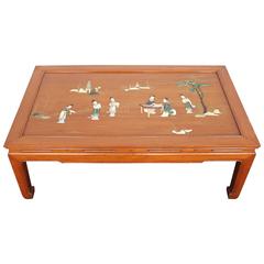 Mid-Century Chinese Scenic Inlay Rosewood Coffee Table 