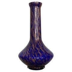 Italian Murano Glass Vase in Cobalt Blue with Copper Flecks, 1960s