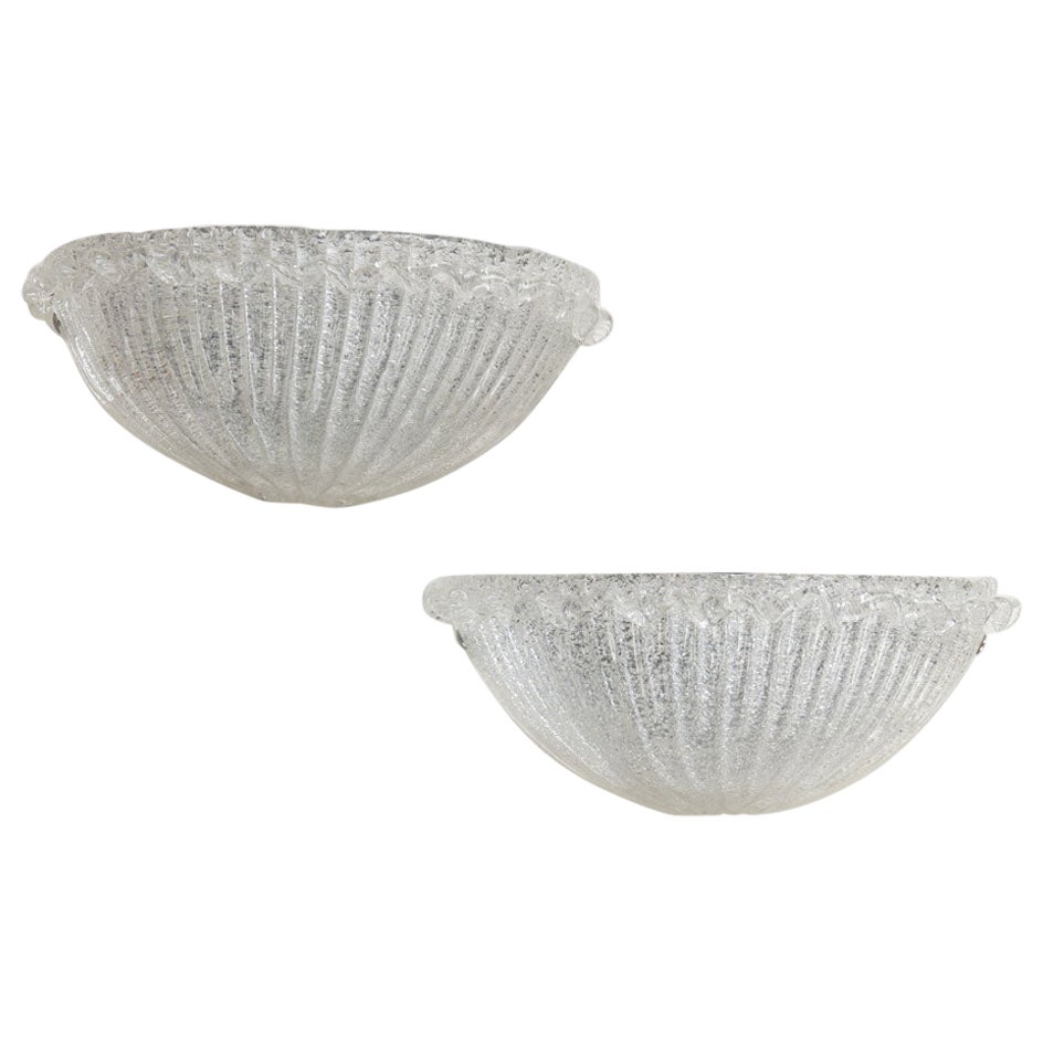 Pair of Italian Murano Glass Sconces For Sale