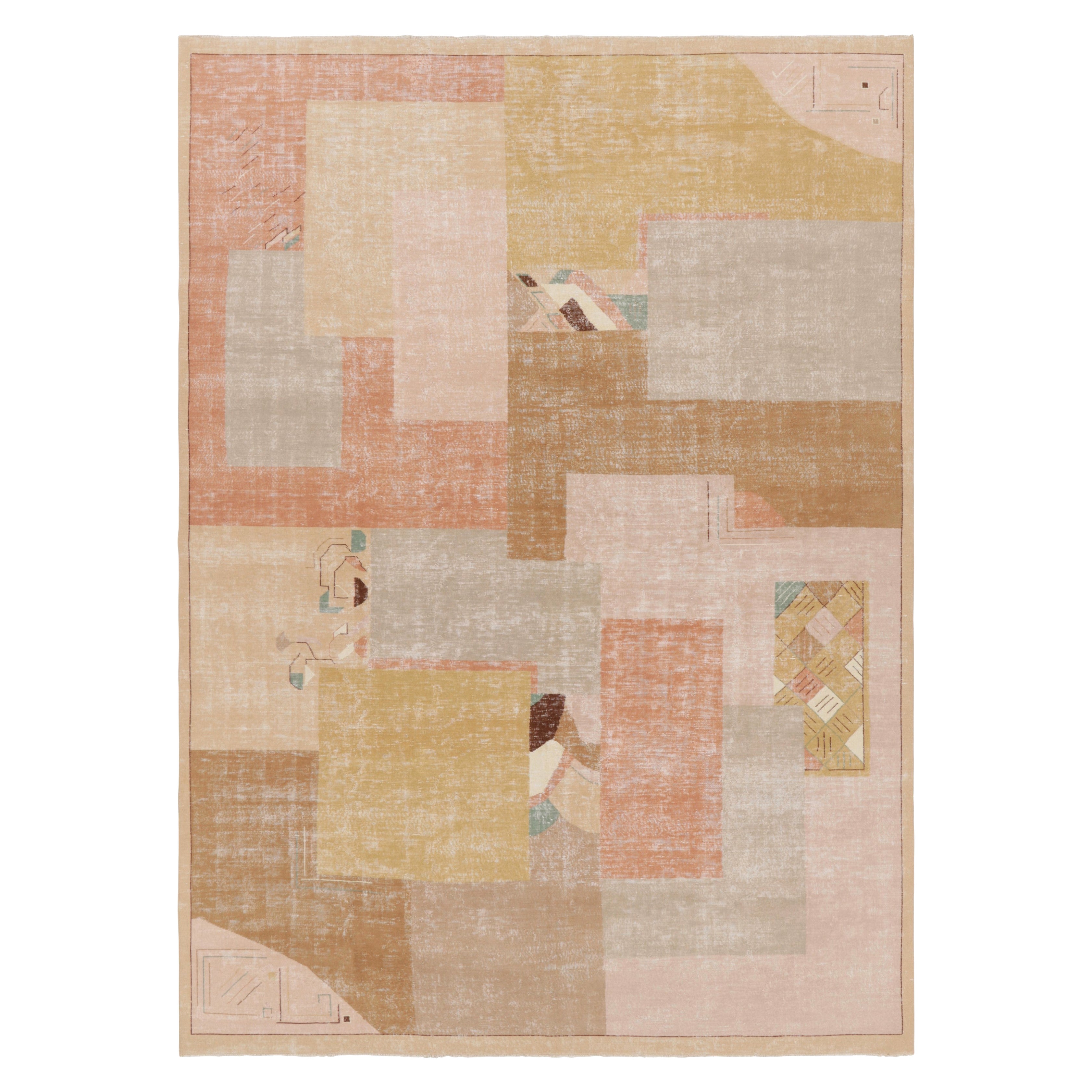 Vintage Zeki Müren Teppich, Rosa und Beige-Braun Geometrische Muster - Rug & Kilim