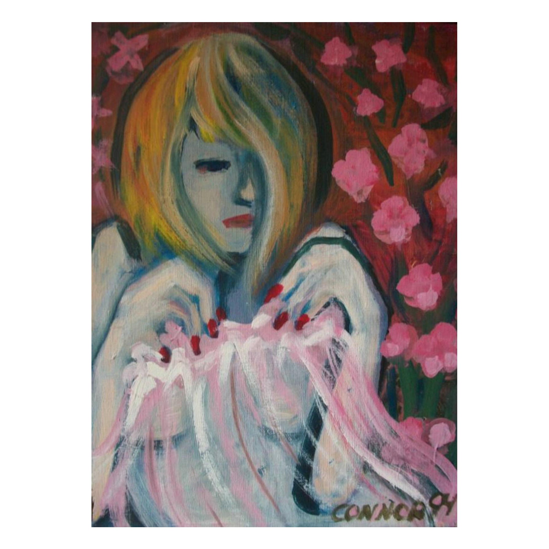 Connor - Pittura acrilica semi-nuda d'epoca su tela - Firmata - Circa 1994 in vendita