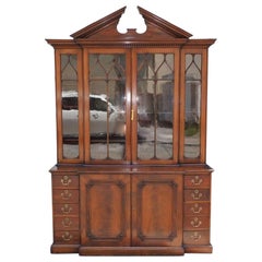 English Chippendale Mahogany Broken Arch Cornice Breakfront / Bookcase, C. 1780